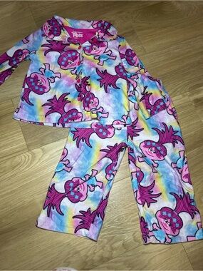 Trolls Pink Rainbow Fleece Kids Pajama Set